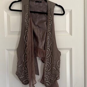 Ryu Beaded  Taupe Vest